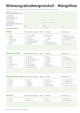 Formular Abnahmeprotokoll/Mängelliste (Set)